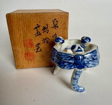 Decoratief ornament - Drie Blauwe en Witte Libellen - Japan