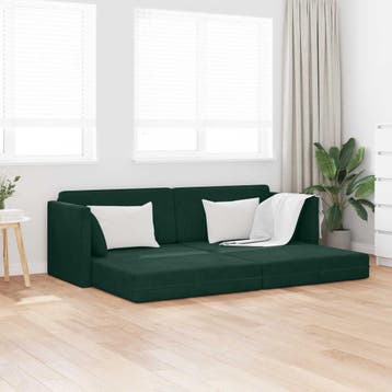 vidaXL Vloerslaapbank Donkergroen 213 x 70 x 77 cm Fluweel, Verzenden, Nieuw, Stof, Minder dan 150 cm