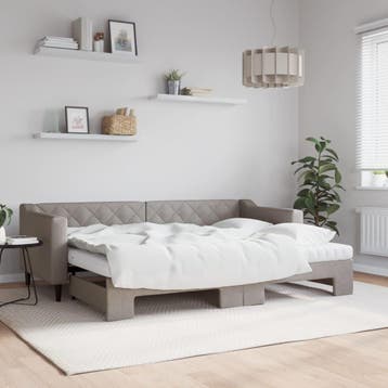 vidaXL Slaapbank met onderschuifbed en matrassen 80x200 cm, Eenpersoons, Verzenden, Nieuw, 80 cm