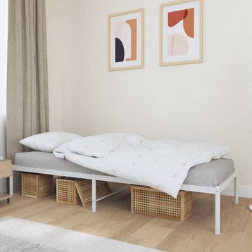 vidaXL Bedframe metaal wit 75 x 190 cm, Huis en Inrichting, Slaapkamer | Bedden, Eenpersoons, Verzenden, Wit, Nieuw