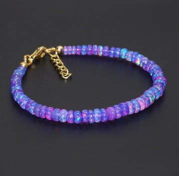 Natuurlijke Ethiopische opaal lavendel kralen armband – 925
