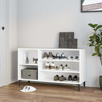 vidaXL Schoenenkast 102x36x60 cm bewerkt hout wit, Verzenden, Nieuw