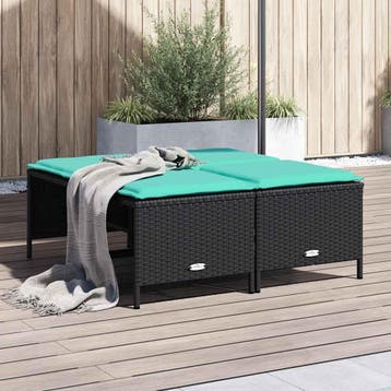 vidaXL Tuinstoelen met kussens 4 stuks zwart polyrotan, Verzenden, Nieuw, Tuinset