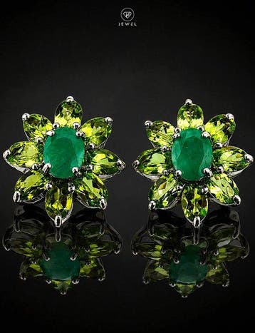 Zonder minimumprijs - Oorbellen Smaragd en peridot, Sieraden, Tassen en Uiterlijk, Oorbellen, Nieuw
