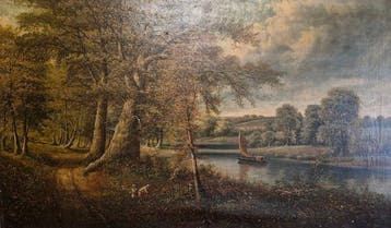 George Harris (XIX-XX) - Grande paesaggio fluviale con