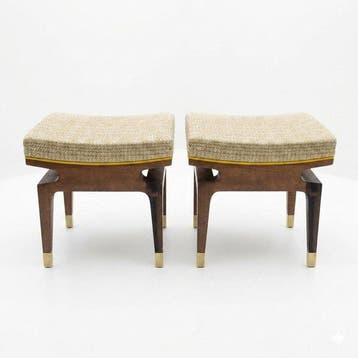 Bijzetstoel - Eik - Set van twee krukjes / ottomans