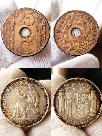 Spanje. II República. 25 Céntimos-1 Peseta 1933-1938 (Lot of