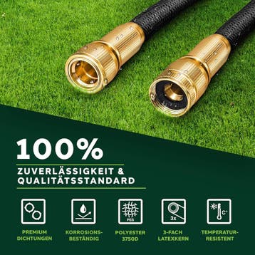 Flexibele Tuinslang - Inc. sproeikop - 22,5 meter - Zwart, Verzenden