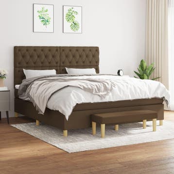 vidaXL Boxspring met matras stof donkerbruin 160x200 cm, Bruin, Verzenden, 200 cm, Stof