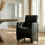 Leren eetkamerstoel Pleasure - Hermes Nero (zwart) - Met, Huis en Inrichting, Stoelen, Ophalen of Verzenden, Nieuw, Leer, Eigentijds, Modern