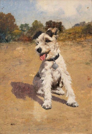 Franse school (XX) - Portrait of a fox terrier, Antiek en Kunst