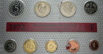 1 Pfennig 5 duitse Mark, 10,68 Dm 1972 F Kursmuntset Bond..., Verzenden