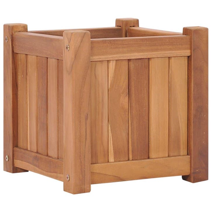 vidaXL Plantenbak verhoogd 30x30x30 cm massief teakhout, Tuin en Terras, Bloembakken en Plantenbakken, Minder dan 60 cm, Nieuw