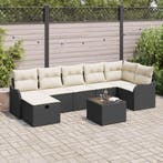 vidaXL Bankstel met kussen met opslag 8 pcs Zwart en Crème, Verzenden, Nieuw, Rotan, 8 zitplaatsen