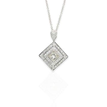 Ketting met hanger - 14 karaat Witgoud - 2.08ct. tw. Diamant