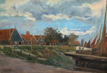 Karl O Lynch (1869-1942) - De dijk in Volendam