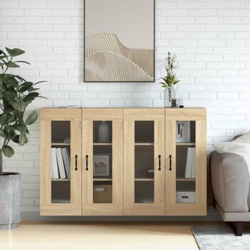 vidaXL Hangkasten 2 st bewerkt hout sonoma eikenkleurig, Minder dan 50 cm, Verzenden, Nieuw, Minder dan 100 cm