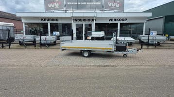 eduard plateauwagen met oprijplaten kist en lier 1500kg, Auto diversen, Aanhangers en Bagagewagens, Ophalen, Zo goed als nieuw