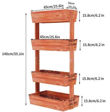 Houten Verhoogde Plantenbak 4 Lagen Verticaal Tuinbed, Tuin en Terras, Bloembakken en Plantenbakken, Verzenden, Nieuw