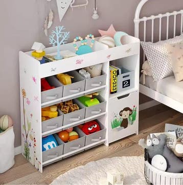 Speelgoedrek met 9 vakken – Kinderkast met Stoffen Boxen (59, Verzenden, Nieuw