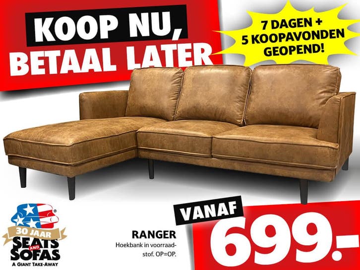 Ranger Hoekbank vanaf €699.- Betaal in 3x zonder rente!, Huis en Inrichting, Banken | Bankstellen