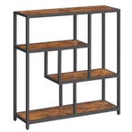 Vintage Boekenrek – 4 Lagen Industrieel Design Hout en Staal, Met plank(en), 100 tot 150 cm, Verzenden, 100 tot 150 cm