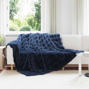 vidaXL Antislip deken van imitatie konijnenbont Olite, Verzenden, Nieuw, Blauw