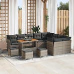 vidaXL Tuinbankenset 13 pcs Grijs poly rattan, Verzenden, Nieuw, Rotan, 3 zitplaatsen