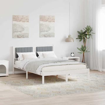 vidaXL Bedframe met Gevoerd Hoofdgedeelte Lichtgrijs 120 x, Huis en Inrichting, Slaapkamer | Bedden, Verzenden, Nieuw, Wit, Hout