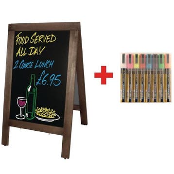 Krijtstoepbord | Hout | Bruin | Incl. Krijtstiften |, Verzenden, Nieuw in verpakking