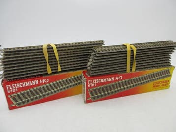 Fleischmann H0 - 6101 - Modeltreinsporen (40) - 40x rechte, Nieuw