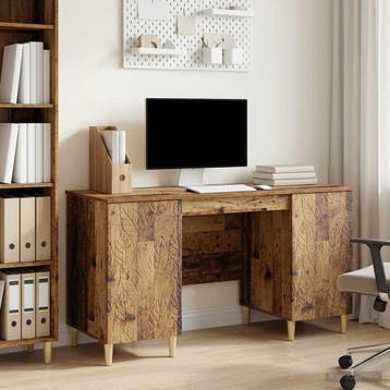 vidaXL Bureau Oud hout 142,5 x 50 x 75 cm Bewerkt hout, Huis en Inrichting, Bureaus, Verzenden, Nieuw