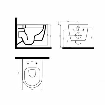 Wandcloset Alfa Matzwart Rimfree 36x52x30cm (Exclusief, Ophalen of Verzenden, Nieuw
