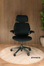 Humanscale Freedom Met Verstelbare Hoofdsteun, Verzenden, Zwart, Zo goed als nieuw, Bureaustoel