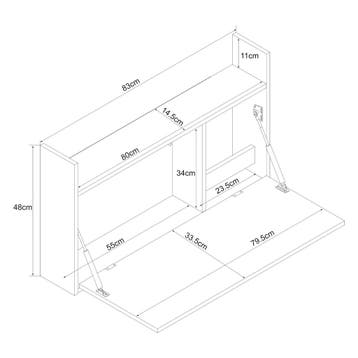 Klaptafel Rautalampi wandbureau voor wandmontage eikenkleuri, Verzenden, Nieuw