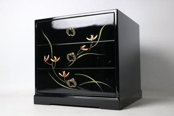Ladekast - Hout - Japan - Maki-e Orchid, 3 lades (Zonder
