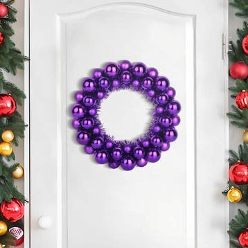 vidaXL Kerstbal Kransen 2 pcs Lila 33 x 33 x 7 cm, Diversen, Kerst, Verzenden, Nieuw