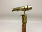 Wandelstok - Houten wandelstok met messing telescoop