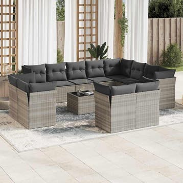 vidaXL 13-delige Loungeset met kussens poly rattan, Verzenden, Nieuw, Loungeset
