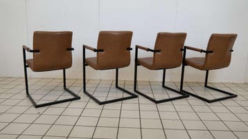 (4) Bruin Leren Stoelen, Ophalen of Verzenden, Nieuw