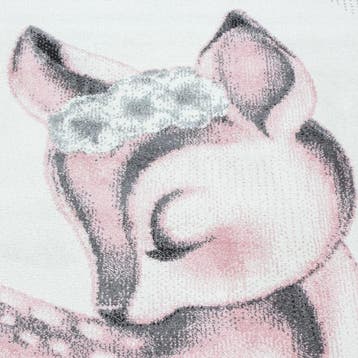 Rond Kindervloerkleed | Bambi | Hert | Roze | 120x120 cm, Verzenden, Nieuw