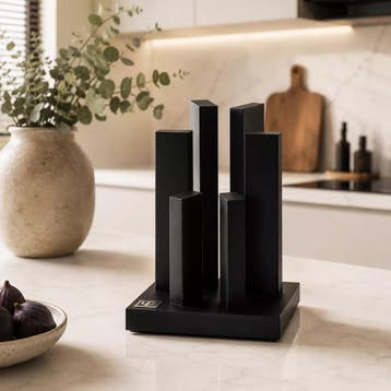 Yaxell Tower Messenblok – Magnetisch – Zwart Gelakt Beuk, Ophalen of Verzenden, Nieuw, Hout, Los bestek