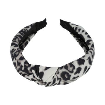 Haarband Diadeem 3cm – Knoop - Panterprint – Lichtgrijs, Nieuw