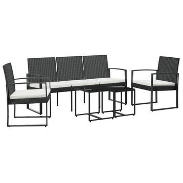 Loungeset Zwart 3-zits | Tweedekansje | OP=OP, Tuin en Terras, 5 zitplaatsen, Kunststof, Ophalen of Verzenden, Zo goed als nieuw