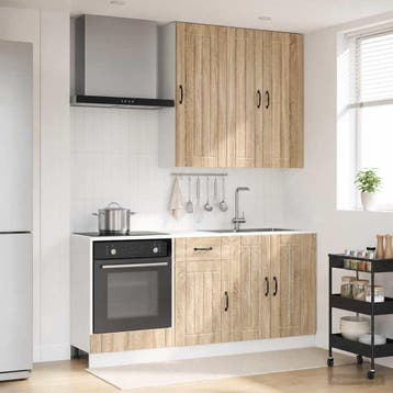 vidaXL Keukenblok LUCCA 5 st Sonoma Eiken Bewerkt hout, Verzenden, Nieuw, Bruin