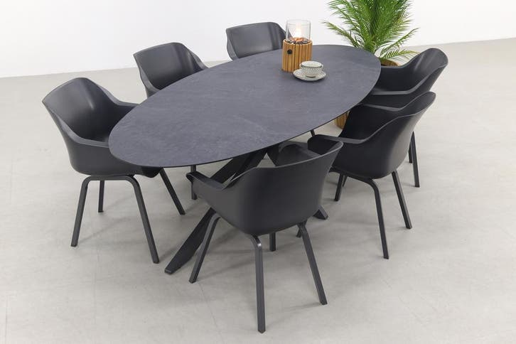 Hartman Sophie/Privada 240x107 - Ovale tuinset - 7-delig, Tuin en Terras, Tuinsets en Loungesets, Tuinset, Nieuw, Kunststof, Verzenden