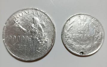 Roemenië. Mihai I. 100000 Lei/250 Lei 1941-1946 (Zonder
