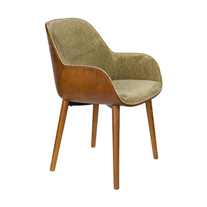*WOONWINKEL* Houten Kuipstoel Groen, Huis en Inrichting, Stoelen, Bruin, Nieuw, Stof, Verzenden