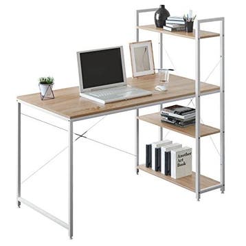 2dekans | Woltu Computertafel Licht Eiken + Wit met 4, Ophalen of Verzenden, Zo goed als nieuw