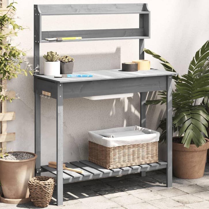 vidaXL Oppottafel met spoelbak 147,5x44x139,5 cm vurenhout, Tuin en Terras, Overige Tuin en Terras, Nieuw, Verzenden